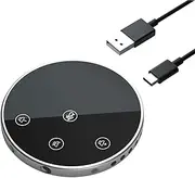 Desktop USB Conference Speakerphone Microphone 360° Omnidirectional Condenser Plug & Play PC Computer Mic with Speaker Touch-Sensor Buttons Mute/Volume Function Compatible with Windows Mac for PC
