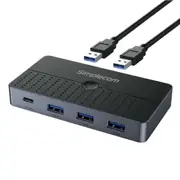 Simplecom KM320 2-Way SuperSpeed USB Switch 4-Port Hub with USB-C USB 3.0 5Gbps
