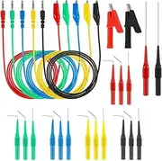 ZENWORYS 24Pcs Back Probe Kit, Banana Plug to Copper Alligator Clips Test Leads Kit with Alligator Clips
