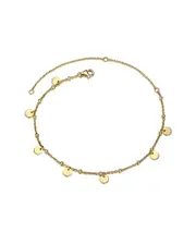 Genevive 14K Over Silver CZ Disc Dangle Charm Ankle Bracelet