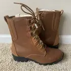 Sorel Phoenix Lace-Up Shearling Leather Waterproof Boots in Camel Brown 8