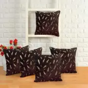 Jute Decorative Tree Printed Cushion Cover (16 x 16 in) Set of 5