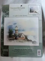 Thomas Kinkade A Light Of The Storm Embellished Cross Stitch
