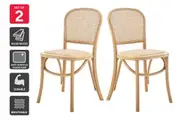 Set of 2 Matt Blatt Felix Bentwood Dining Chairs (Natural Beech/Rattan)