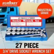 HORUSDY 27Pcs 3/4" Drive Wrench Socket Set Metric + Imperial Spanner Extension