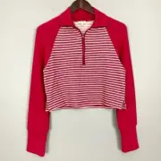 Anthropologie Pilcro Cropped Quarter-Zip Pullover Women’s Size XS Stripes Knit