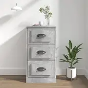 Concrete Grey Sideboard Buffet Table, Modern Storage Cabinet for Dining Room, Kitchen Cabinets & Living Room Furniture with Shelves and Side