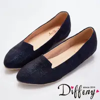 在飛比找momo購物網優惠-【Diffeny】名媛典藏 特殊材質內增高樂福鞋(藍)