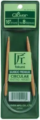 Takumi Bamboo Circular Knitting Needles 16" Size 8/5mm