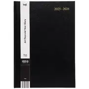 Keji A4 Day To Page Hard Cover Diary FY25/26 Black