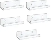 QUUPY 5Pcs 10cm Acrylic Shelves Vinyl Record Shelf Wall Mount Clear Acrylic Album Record Holder for Wall Photo Decor Picture Ledge Magazine Rack