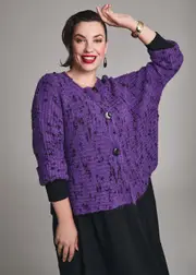 [TS] Taking Shape Wool Blend Slub Cardigan Size 10-12 in Vivid Purple / Black - Plus Size Women's Clothing Vivid Purple / Black
