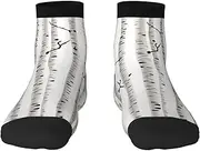 [JEJEA] Birch Tree print Men's Athletic Cushioned Crew Socks Crew Training Athletic Socks Men and Women for Sports
