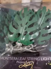 Monstera Leaf String Lights 56 in Long 10 Lights 6 Hr Timer Green Metal Leaves