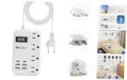 European Travel Plug Adapter, US to Europe Travel Power Strip with 6 USB(2 USB
