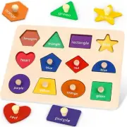 Montessori Toys for Toddlers 1, 2, 3 Year Old, Wooden Shape Learning Puzzles for