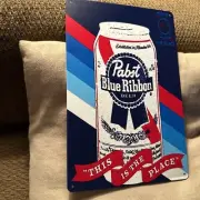 “Pabst Blue Ribbon Beer” Metal Tin Sign Established In Milwaukee 8”x12”