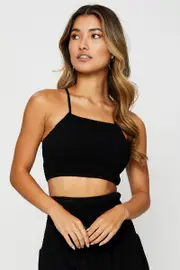 Black Cami Top Sleeveless Crop - Size 10, Women's Singlet
