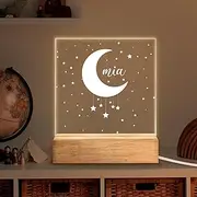 Custom Name Night Light for Kids, Personalized Moon IIllusion Lamp with Name, Customized Star Night Lamp Bedside Light for Daughter Son Boy Birthday Gift