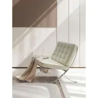 在飛比找ETMall東森購物網優惠-意式巴塞羅那椅全真皮極簡拉扣單人沙發椅設計師現代輕奢休閑單椅