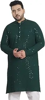 [Sojanya] PLUS (Since 1958) Men's Cotton Sequinned Embroidered Long Kurta