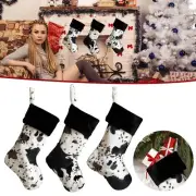 2022 New Cow Pattern Christmas Socks 20 Inch Blacks And White Gift Bag Plush New