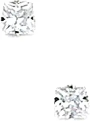 [JewelryWeb] 14k White Gold 3x3mm Square CZ Simulated Diamond Light Prong Set Earrings Stud Earring for Women
