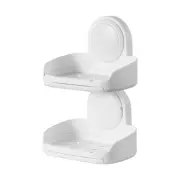 Suction Cup Soap Dish with Double Layer Holder with Drain Tray for Shower