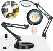 10X Magnifying Glass with Light and Stand, 2-in-1 Lighted 10X, Black