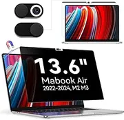 Privacy Screen Compatible with MacBook Air 13.6 Inch (2022-2025,M2,M3,M4),Magnetic Removable Privacy Filter for MacBook Air 13 M3, Anti Glare Blue Light Screen Protector for Mac 13.6In
