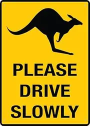Please Drive Slowly Kangaroos For House Door Office Business Yard,Metal Aluminum Rust Free Sign - 12"" X 8"", Pre-Drilled Holes, Weather Resistant