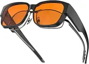 Goiteia Ultralight Blue Light Blocking Over Glasses Gaming Glasses Reduce Headaches and Improve Sleep AR Coating Reduces Glare 4-8 Times Stronger Than Normal Glasses, 99% blue light filter orange, L