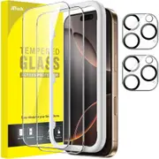 JETech iPhone 16 Pro Max 6.9-Inch Screen Protector with Camera Lens Protector, Easy Installation Tool, Tempered Glass Film, HD Clear, 2-Pack Each