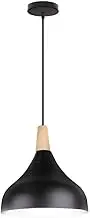 TONFON White Metal Lamp Shade Chandelier Wooden Handle Matte Metal Pendant Light Wooden Modern Office Hanging Light for Kitchen Island Living Room Bedroom Bedside Dining Room Hallway Ceiling Light Fix