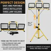 LED Flood Light 3X75W Work Light with Adjustable Metal Telescoping Tripod Stand