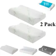 1/2 Pack Orthopedic Contour Memory Foam Pillow Cooling Gel Cervical Bed Pillow