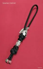 Knife Paracord Lanyard with "Spartan Helmet" and Runa metal beads