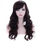 Brown Wig Long Wavy Wig Dark Brown Wig with Bangs for Women Brown Wig Long Cu...