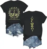 [VILOVE] Acotar Velaris Shirt Women City of Starlight Shirt Vintage Stars Graphic Tee Funny Letter Printed Short Sleeve Tops