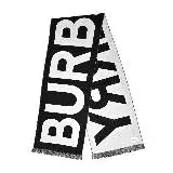 在飛比找遠傳friDay購物優惠-BURBERRY 經典LOGO羊毛圍巾(黑色)