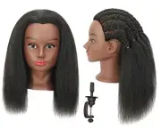 Real 100% Human Hair Mannequin Head with Stand for Hairdresser Practice Black
