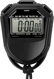 Daseeme Waterproof Stopwatch Digital Handheld LCD Timer Chronograph Sports Counter with S for Swimming Running Football Training