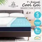 8CM Cool Gel Memory Foam Topper 7 Zone Bed Underlay Bamboo knitted Cover Single