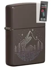 Zippo 49633 Mountain Design Brown Lighter + FLINT PACK