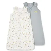 Cotton Sleep Sack 2 Pack - TOG 1 Baby Wearable Blanket with 2-Way Zipper, Extra