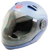 在飛比找momo購物網優惠-LAUS全罩下巴可拆式內置墨鏡素色安全帽-藍色