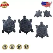 Durable Cast Iron Garden Turtle Stepping Stones - Set of 2 with Verdigris Finish