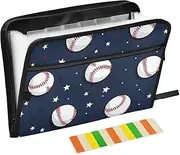 Quteprint 13 Pockets Expanding File Folder with Zipper Closure, Sport Baseball Stars Accordion File Folder with Sticky Labels, Letter Size A4 Papers Expandable File Document Organizer