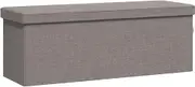 Foldable Storage Ottoman, Storage Chest for Bedroom End of Bed, Large Ottoman Bench Foot Rest Stool with Padded Seat, for Entryway Living Room, 110 x 38 x 38 cm Light Grey Faux Linen
