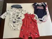 Baby 0-3 Months Clothing Bundle New Dinosaurs Lobsters Bulldogs Cute